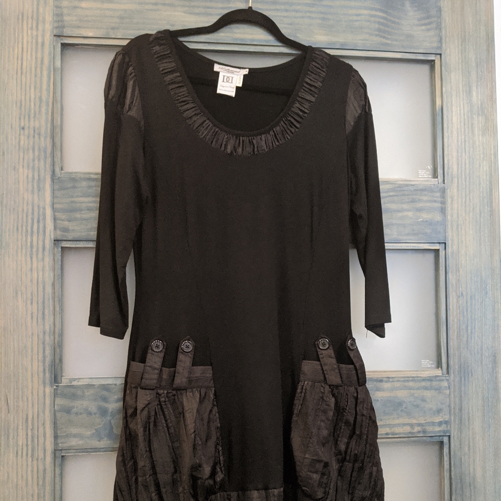 Long sleeved little black midi dress